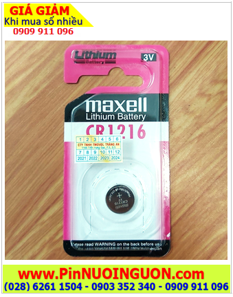 Pin Maxell CR1216; Pin 3v lithium Maxell CR1216 chính hãng, Cell in Japan (Loại vỉ 1viên)